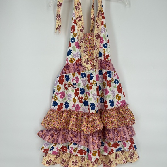 Apron Vintage Earle Wilson bib pinafore ruffle floral cottagecore - Picture 2 of 6